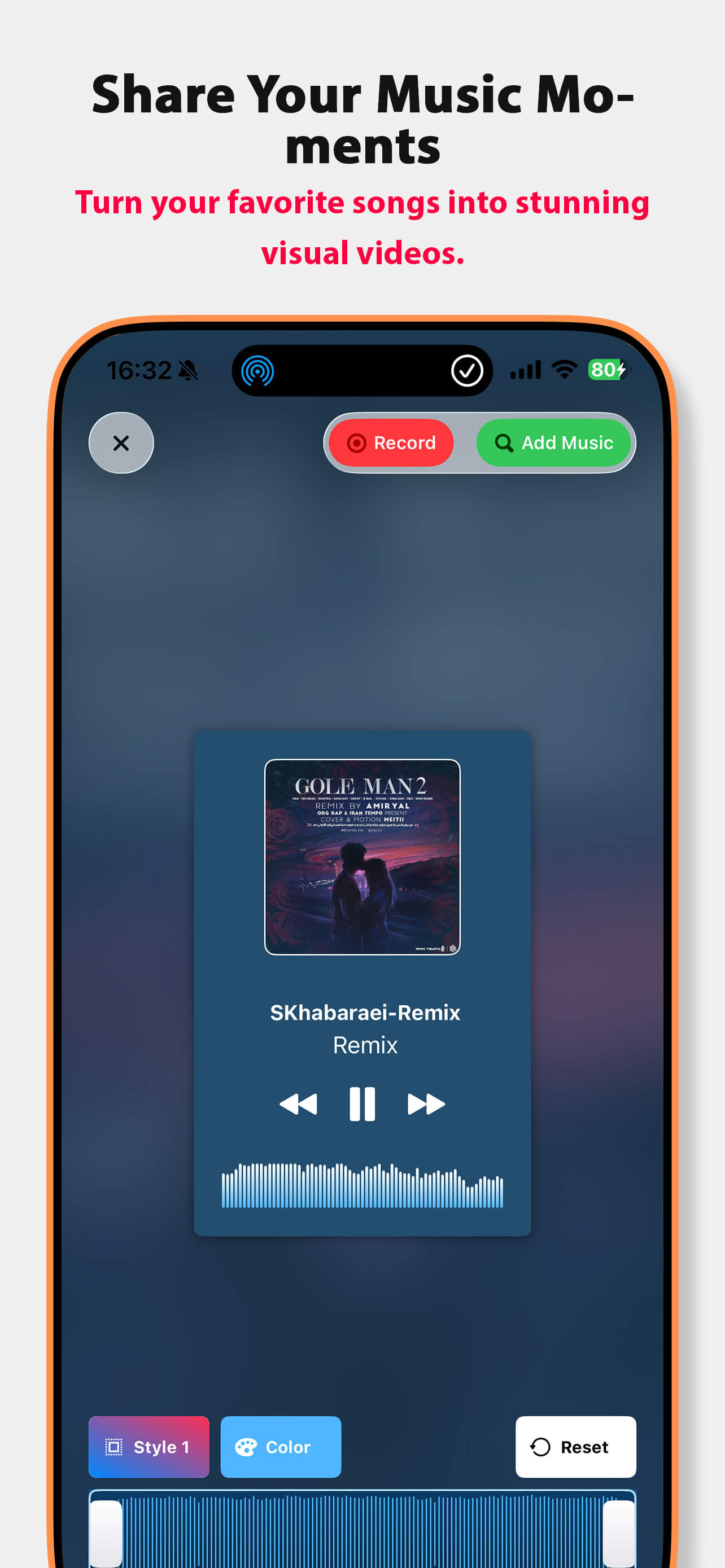 Create and share stunning music visualizer videos for social media