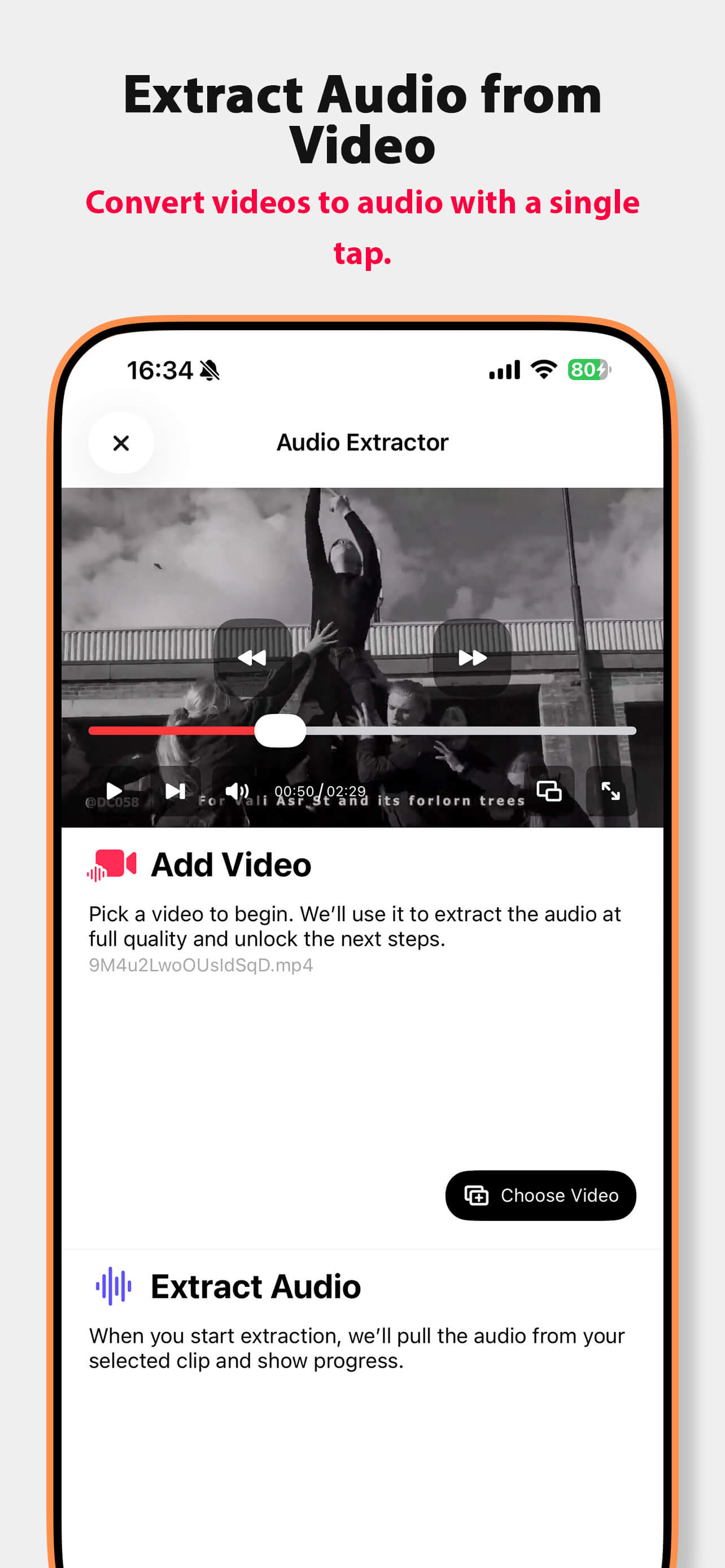 Extract audio from any video file and save as MP3 with Music IR audio extractor