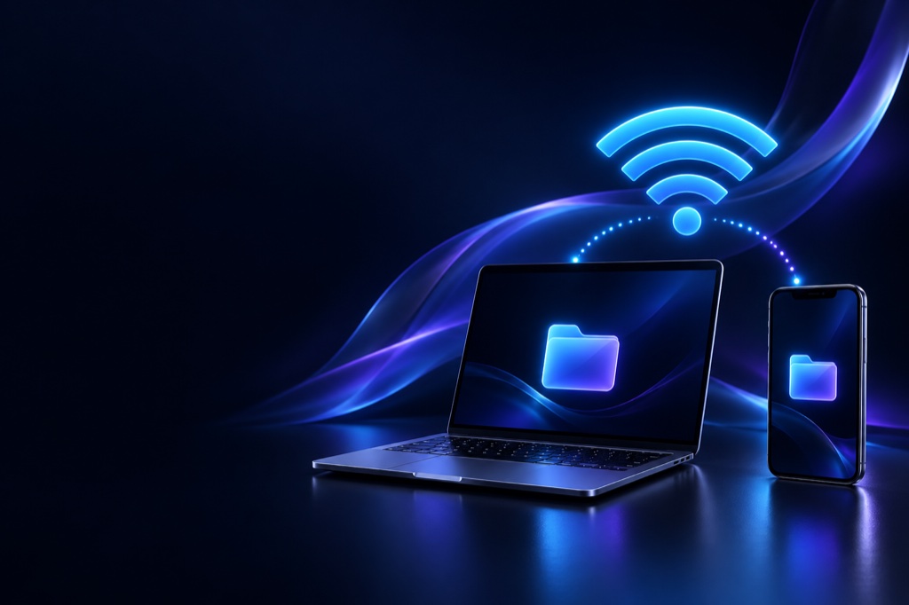 Phone and computer connected for Wi-Fi transfer