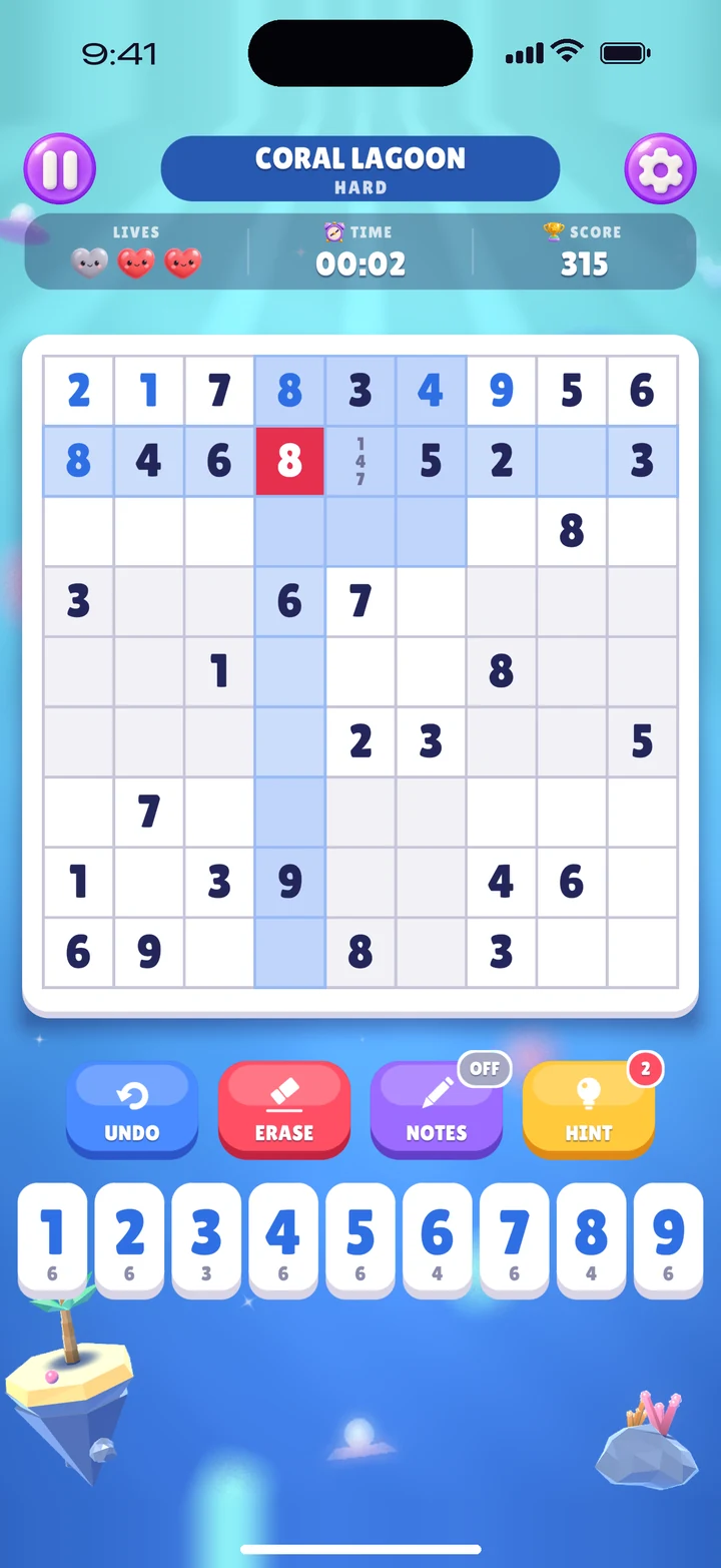 A Classic Sudoku in Coral Lagoon