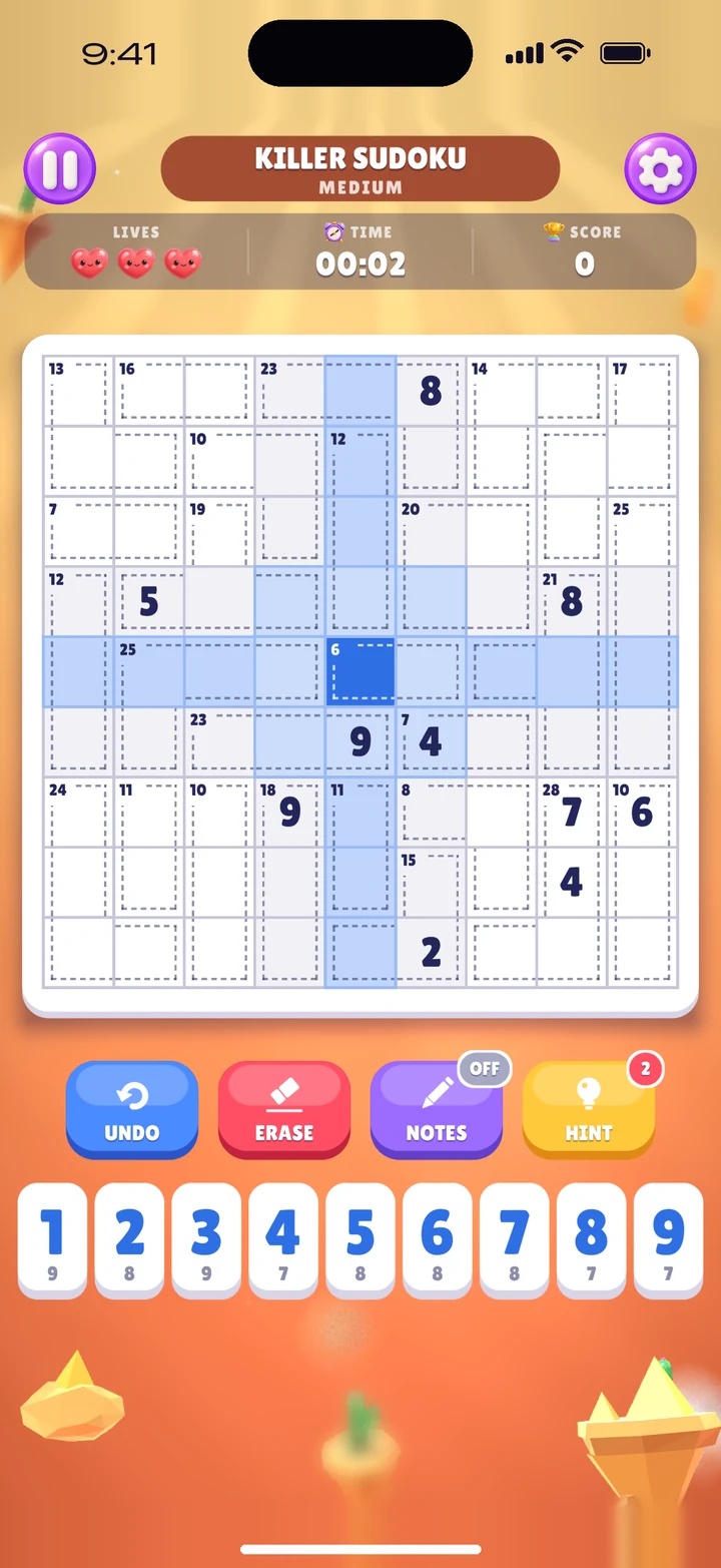 A Killer Sudoku with cages and sums