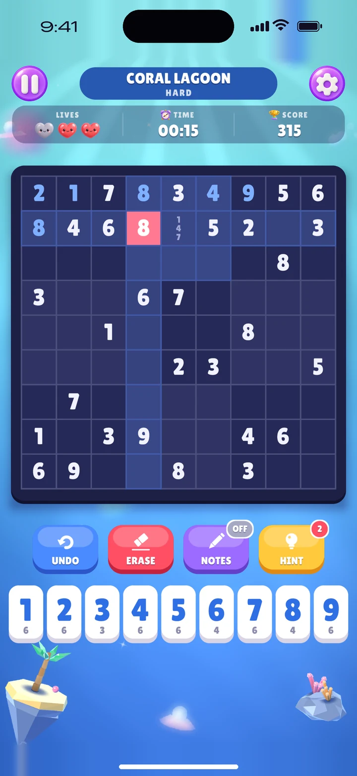 A board in the dark Midnight theme