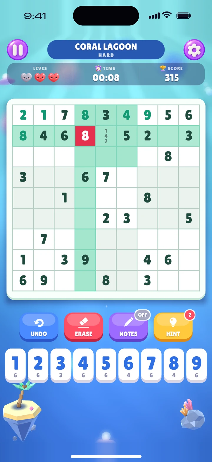 A board in the Mint Breeze theme