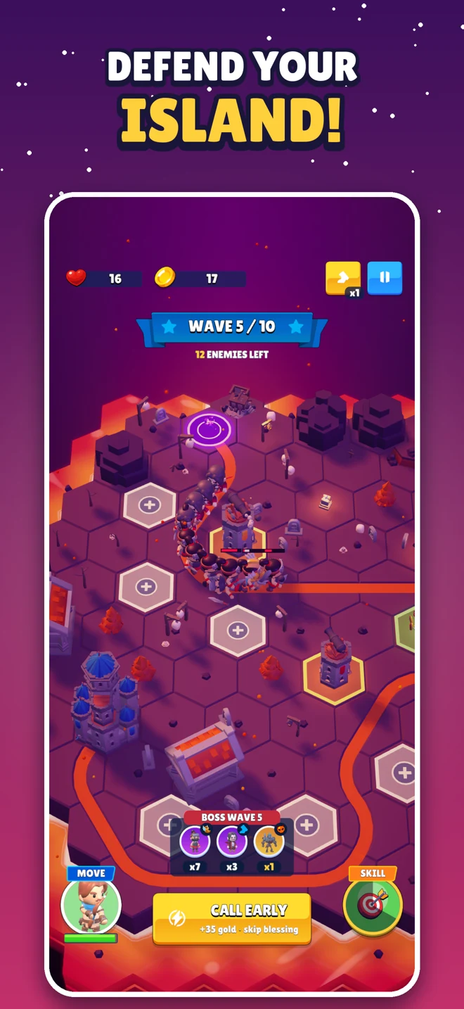 Tiny Bastion gameplay showing a castle defense